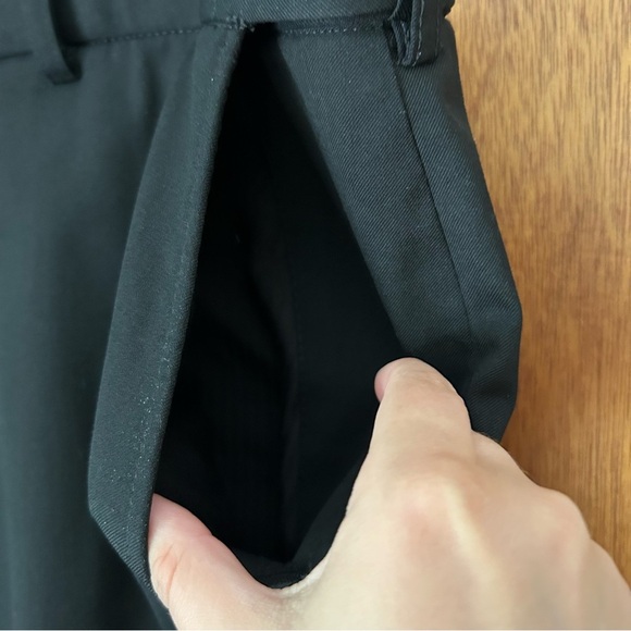 Murphy & Hartelius Austin Flat Front Regular Fit Sharkskin Plain Pants Jet Black - Picture 6 of 11